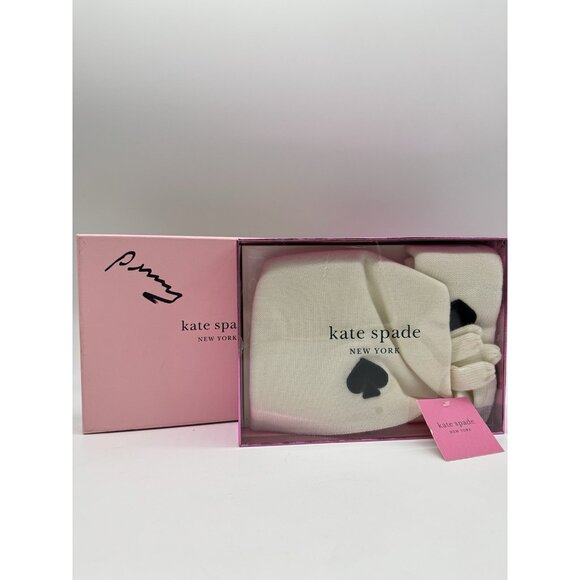 KATE SPADE spade women's beanie winter hat + glove set -WHITE -2 PC - Picture 6 of 9